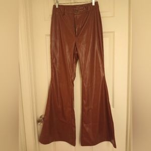 Faux Leather Caramel Color Bootcut/ Flare Pants Size M/6